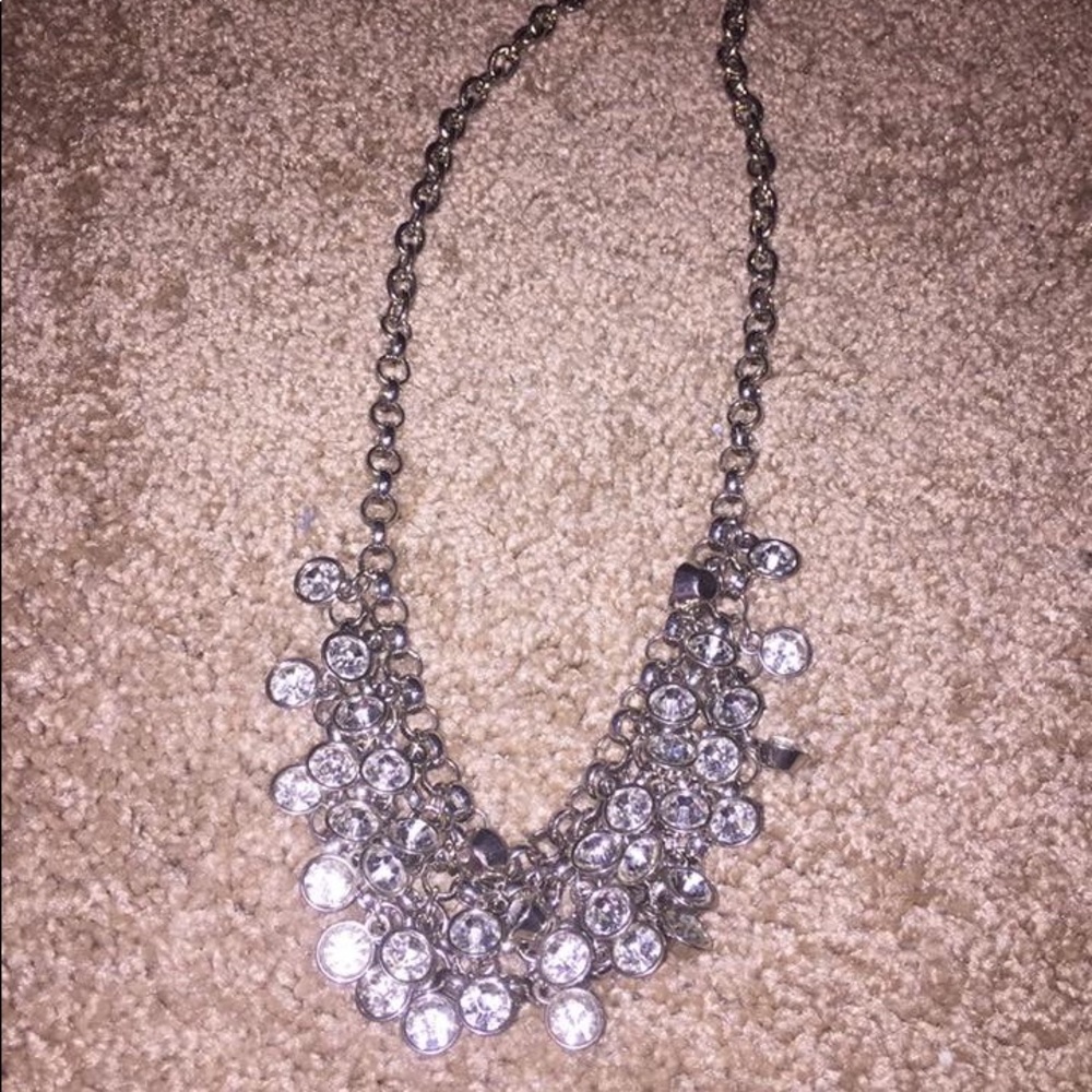 Silver clear crystal necklace